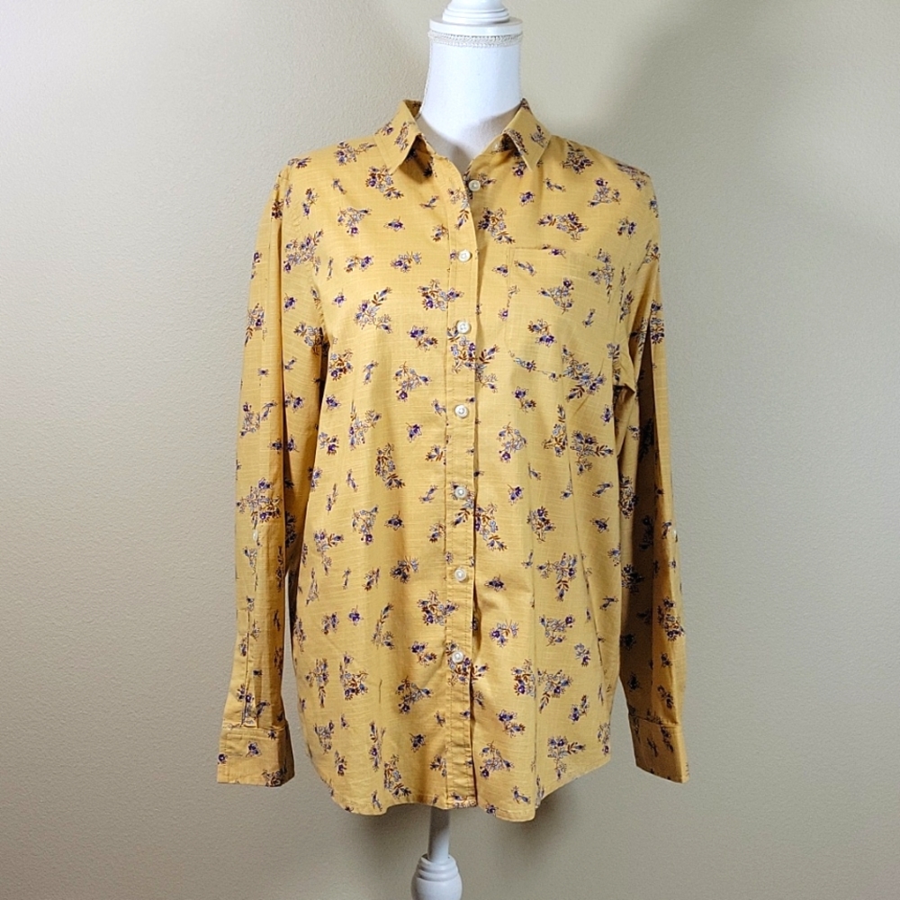 Lands' End button down floral shirt blouse